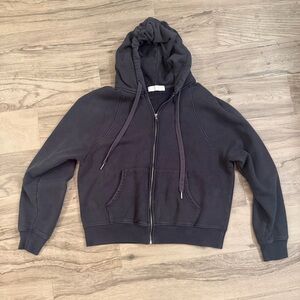 Spiritual Gangster Women’s Washed Black Carpe Diem zip-up Hoodie Size M